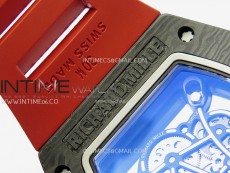 RM055 Black Carbon Bezel Black Crown NTPT/Ti ZF 1:1 Best Edition on Red Rubber Strap RMUL2 Super Clone