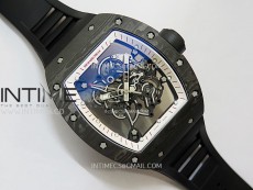 RM055 White inner Bezel Black Crown NTPT/NTPT ZF 1:1 Best Edition on Black Rubber Strap RMUL2 Super Clone