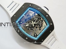 RM055 Blue Inner Bezel Black Crown NTPT/NTPT ZF 1:1 Best Edition on White Rubber Strap RMUL2 Super Clone