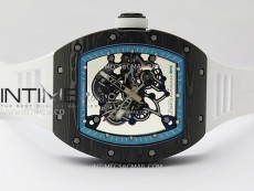 RM055 Blue Inner Bezel Black Crown NTPT/NTPT ZF 1:1 Best Edition on White Rubber Strap RMUL2 Super Clone