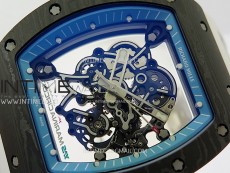 RM055 Blue Inner Bezel Black Crown NTPT/NTPT ZF 1:1 Best Edition on White Rubber Strap RMUL2 Super Clone