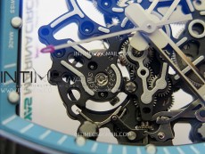 RM055 Blue Inner Bezel Black Crown NTPT/NTPT ZF 1:1 Best Edition on White Rubber Strap RMUL2 Super Clone