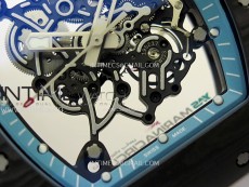 RM055 Blue Inner Bezel Black Crown NTPT/NTPT ZF 1:1 Best Edition on White Rubber Strap RMUL2 Super Clone
