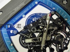 RM055 Blue Inner Bezel Black Crown NTPT/NTPT ZF 1:1 Best Edition on White Rubber Strap RMUL2 Super Clone