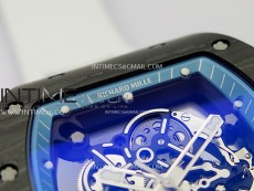 RM055 Blue Inner Bezel Black Crown NTPT/NTPT ZF 1:1 Best Edition on White Rubber Strap RMUL2 Super Clone