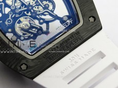 RM055 Blue Inner Bezel Black Crown NTPT/NTPT ZF 1:1 Best Edition on White Rubber Strap RMUL2 Super Clone