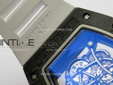 RM055 Blue Inner Bezel Black Crown NTPT/NTPT ZF 1:1 Best Edition on White Rubber Strap RMUL2 Super Clone