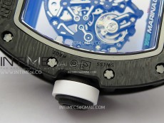 RM055 Blue Inner Bezel Black Crown NTPT/NTPT ZF 1:1 Best Edition on White Rubber Strap RMUL2 Super Clone