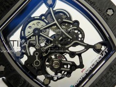 RM055 Blue Inner Bezel Black Crown NTPT/NTPT ZF 1:1 Best Edition on White Rubber Strap RMUL2 Super Clone
