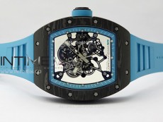 RM055 Blue Inner Bezel Black Crown NTPT/NTPT ZF 1:1 Best Edition on Blue Rubber Strap RMUL2 Super Clone