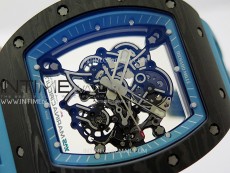 RM055 Blue Inner Bezel Black Crown NTPT/NTPT ZF 1:1 Best Edition on Blue Rubber Strap RMUL2 Super Clone