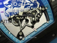 RM055 Blue Inner Bezel Black Crown NTPT/NTPT ZF 1:1 Best Edition on Blue Rubber Strap RMUL2 Super Clone