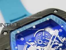 RM055 Blue Inner Bezel Black Crown NTPT/NTPT ZF 1:1 Best Edition on Blue Rubber Strap RMUL2 Super Clone