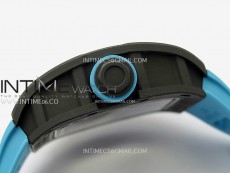 RM055 Blue Inner Bezel Black Crown NTPT/NTPT ZF 1:1 Best Edition on Blue Rubber Strap RMUL2 Super Clone