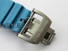 RM055 Blue Inner Bezel Black Crown NTPT/NTPT ZF 1:1 Best Edition on Blue Rubber Strap RMUL2 Super Clone