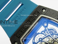 RM055 Blue Inner Bezel Black Crown NTPT/NTPT ZF 1:1 Best Edition on Blue Rubber Strap RMUL2 Super Clone