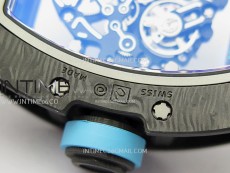 RM055 Blue Inner Bezel Black Crown NTPT/NTPT ZF 1:1 Best Edition on Blue Rubber Strap RMUL2 Super Clone