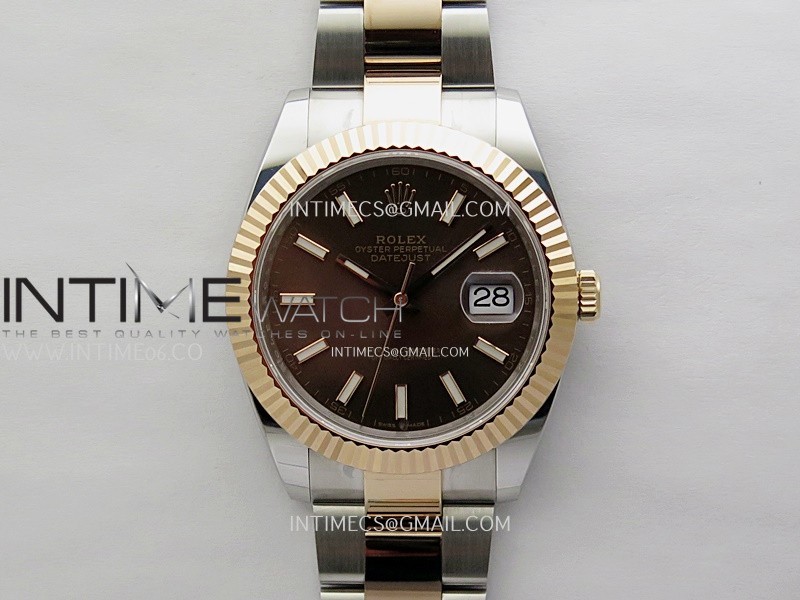 DateJust 41mm 126331 904 SS/RG ONE Factory 1:1 Brown Dial Sticks Markers On SS/RG Oyster Bracelet DD3235 V2