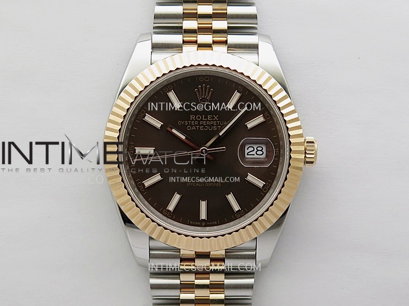 DateJust 41mm 126331 904 SS/RG ONE Factory 1:1 Brown Dial Stick Markers On SS/RG Jubilee Bracelet DD3235 V2