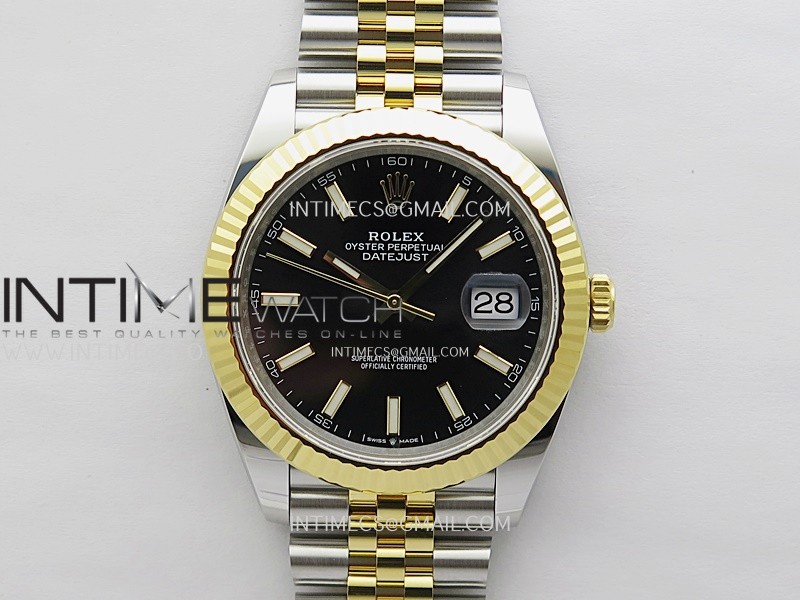 DateJust 41mm 126333 904 SS/YG ONE Factory 1:1 Black Dial Stick Markers On SS/YG Jubilee Bracelet DD3235 V2
