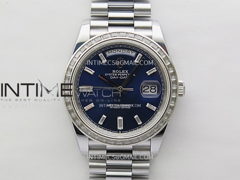 Day Date 228239 40mm 904L SS/T Dia Bezel QF Gain Weight Blue Dial T Dia Markers on SS President Bracelet A2836