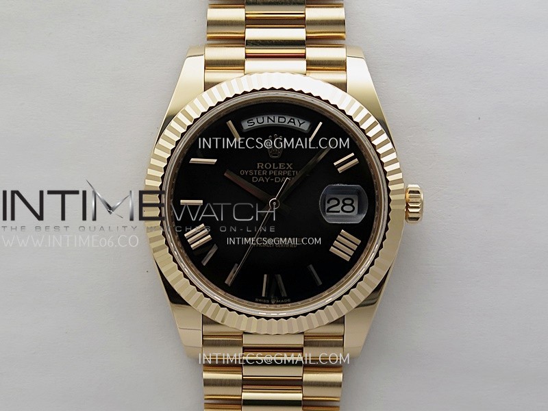 Day Date 228235 40mm 904L RG 1:1 ONE Factory Best Edition Black Gradient Dial Roman Markers on RG President Bracelet SA3255