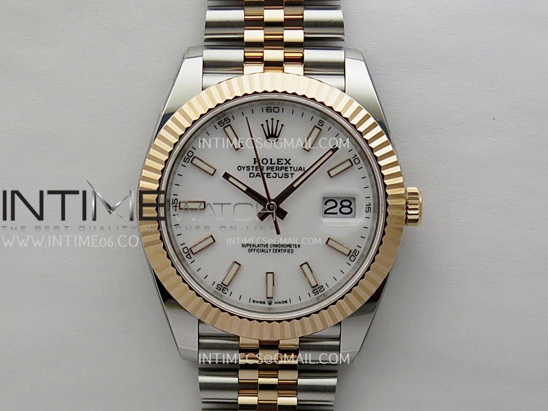 DateJust 41mm 126331 904 SS/RG AR+F 1:1 White Dial Stick Markers On SS/RG Jubilee Bracelet DD3235 V2
