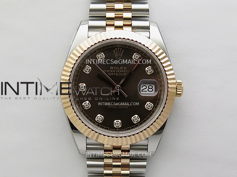 DateJust 41mm 126331 904 SS/RG AR+F 1:1 Brown Dial Diamonds Markers On SS/RG Jubilee Bracelet DD3235 V2