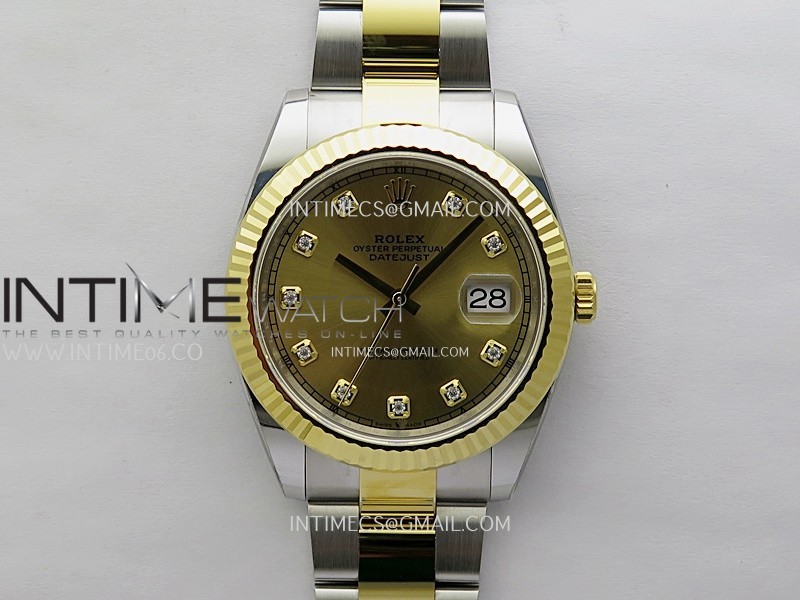 DateJust 41mm 126333 904 SS/YG ONE Factory 1:1 Gold Dial Diamond Markers On SS/YG Oyster Bracelet DD3235 V2