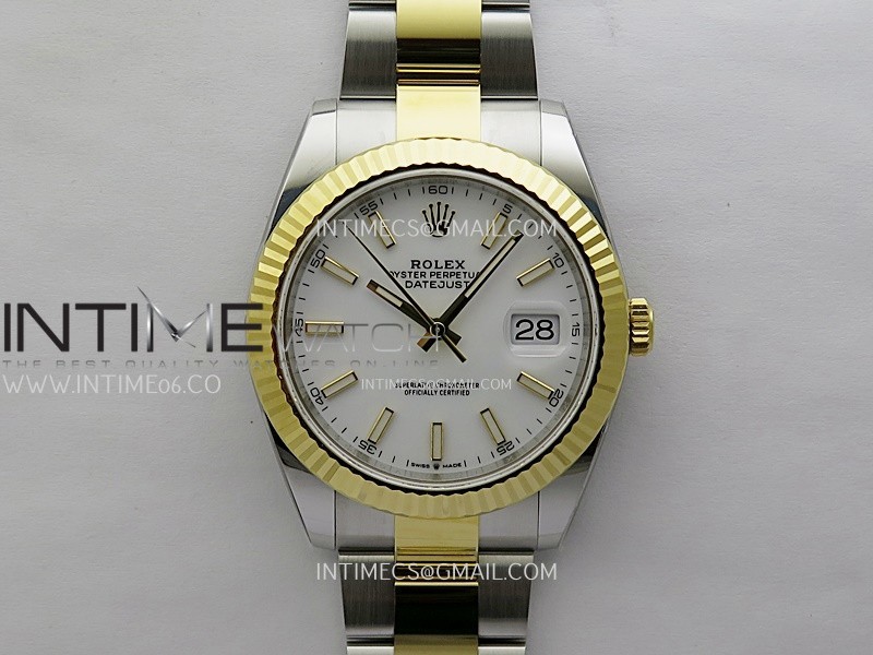 DateJust 41mm 126333 904 SS/YG ONE Factory 1:1 White Dial Stick Markers On SS/YG Oyster Bracelet DD3235 V2