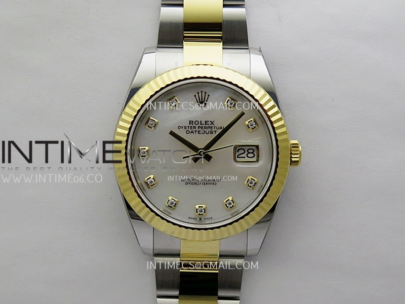 DateJust 41mm 126333 904 SS/YG ONE Factory 1:1 White MOP Dial Diamonds Markers On SS/YG Oyster Bracelet DD3235 V2