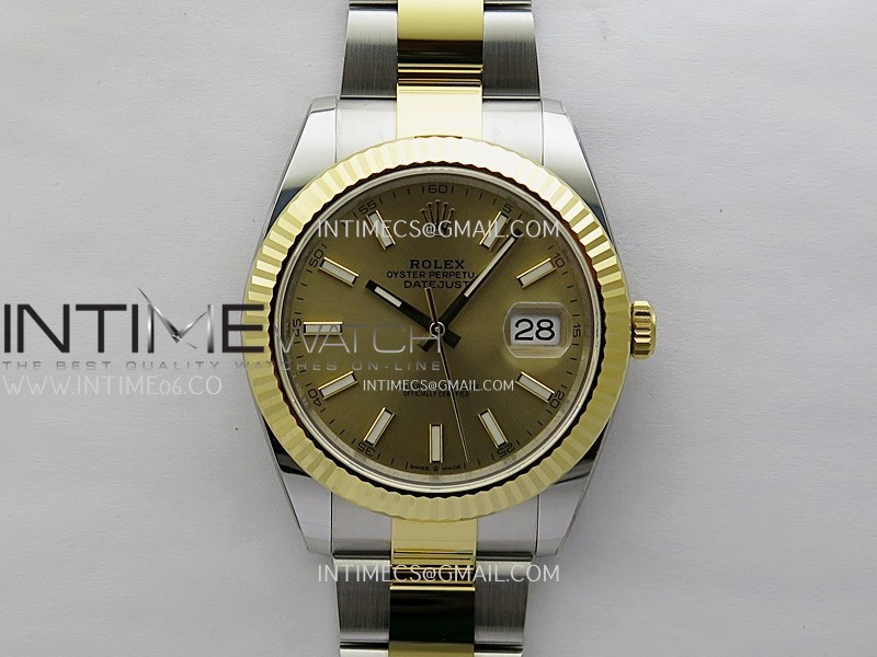 DateJust 41mm 126333 904 SS/YG ONE Factory 1:1 Gold Dial Stick Markers On SS/YG Oyster Bracelet DD3235 V2