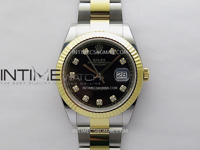 DateJust 41mm 126333 904 SS/YG ONE Factory 1:1 Black Dial Diamond Markers On SS/YG Oyster Bracelet DD3235 V2