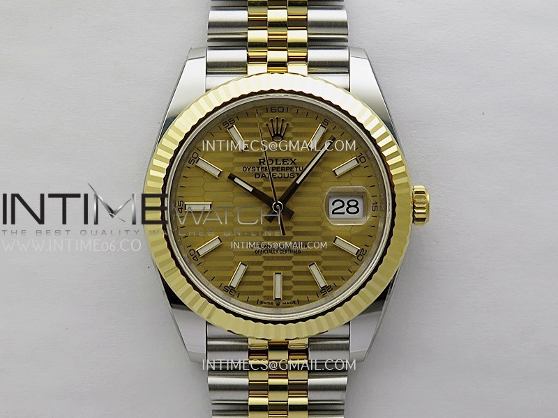 DateJust 41mm 126333 904 SS/YG ONE Factory 1:1 Fluted Gold Dial Stick Markers On SS/YG Jubilee Bracelet DD3235 V2