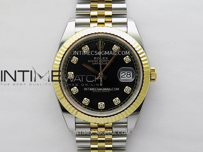 DateJust 41mm 126333 904 SS/YG AR+F 1:1 Black Dial Diamond Markers On SS/YG Jubilee Bracelet DD3235 V2
