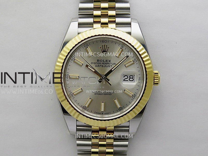 DateJust 41mm 126333 904 SS/YG ONE Factory 1:1 Silver Dial Stick Markers On SS/YG Jubilee Bracelet DD3235 V2