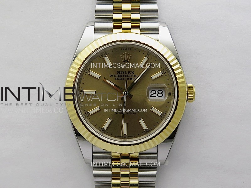 DateJust 41mm 126333 904 SS/YG AR+F 1:1 Gold Dial Stick Markers On SS/YG Jubilee Bracelet DD3235 V2