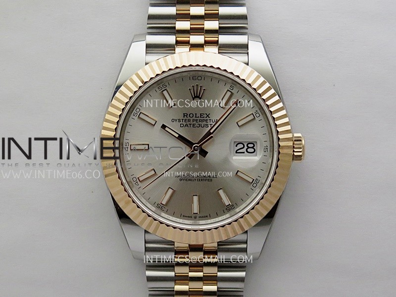 DateJust 41mm 126331 904 SS/RG AR+F 1:1 Silver Dial Stick Markers On SS/RG Jubilee Bracelet DD3235 V2