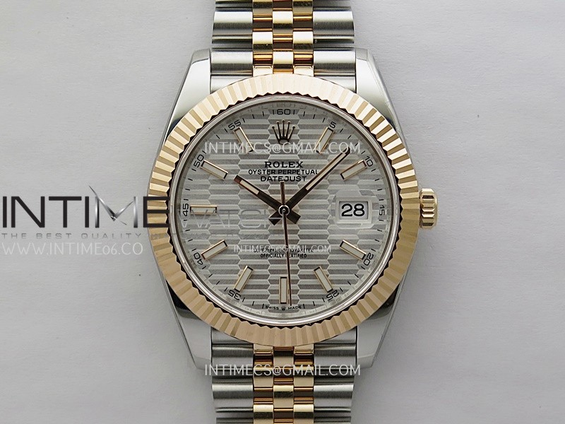 DateJust 41mm 126331 904 SS/RG ONE Factory 1:1 Fluted Silver Dial Stick Markers On SS/RG Jubilee Bracelet DD3235 V2
