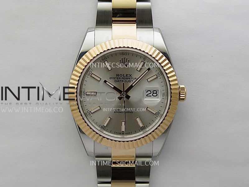 DateJust 41mm 126331 904 SS/RG ONE Factory 1:1 Silver Dial Stick Markers On SS/RG Oyster Bracelet DD3235 V2