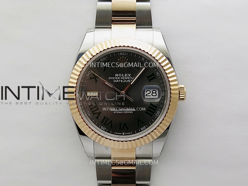 DateJust 41mm 126331 904 SS/RG ONE Factory 1:1 Gray Dial Roman Markers On SS/RG Oyster Bracelet DD3235 V2