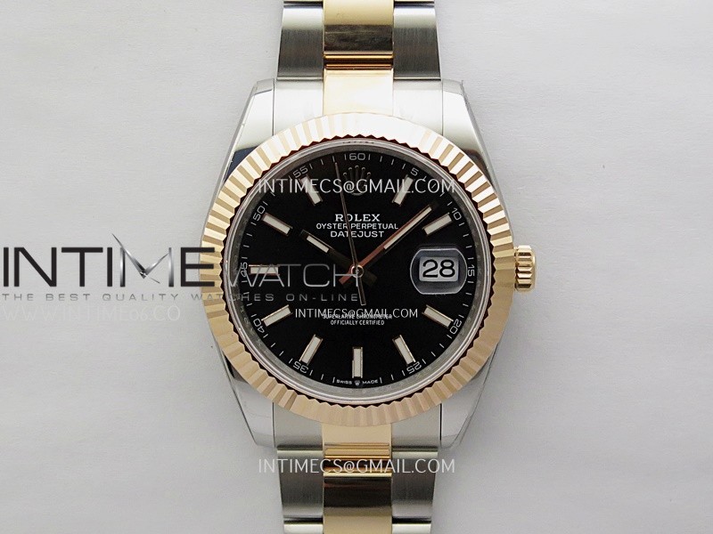 DateJust 41mm 126331 904 SS/RG AR+F 1:1 Black Dial Stick Markers On SS/RG Oyster Bracelet DD3235 V2
