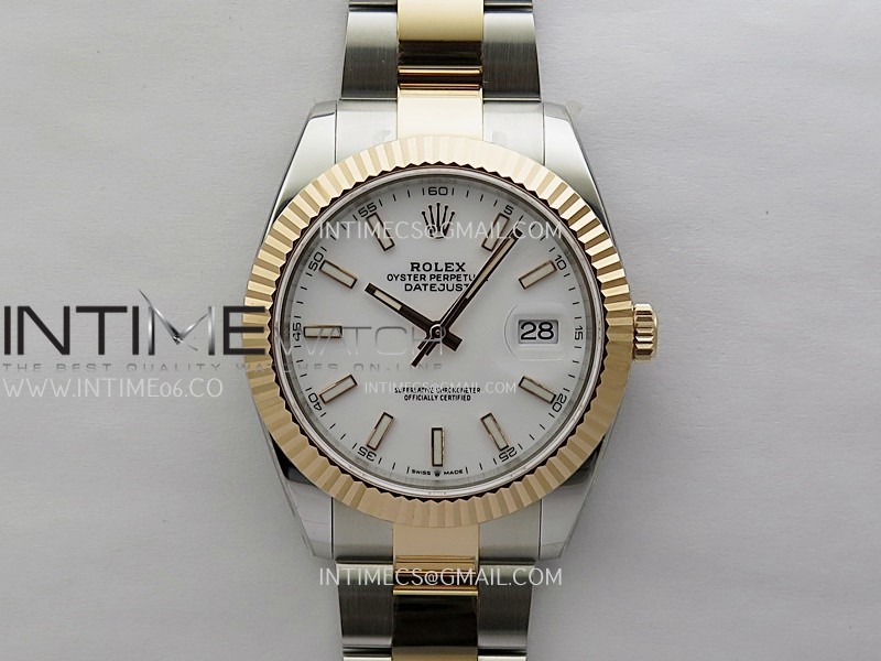 DateJust 41mm 126331 904 SS/RG ONE Factory 1:1 White Dial Stick Markers On SS/RG Oyster Bracelet DD3235 V2
