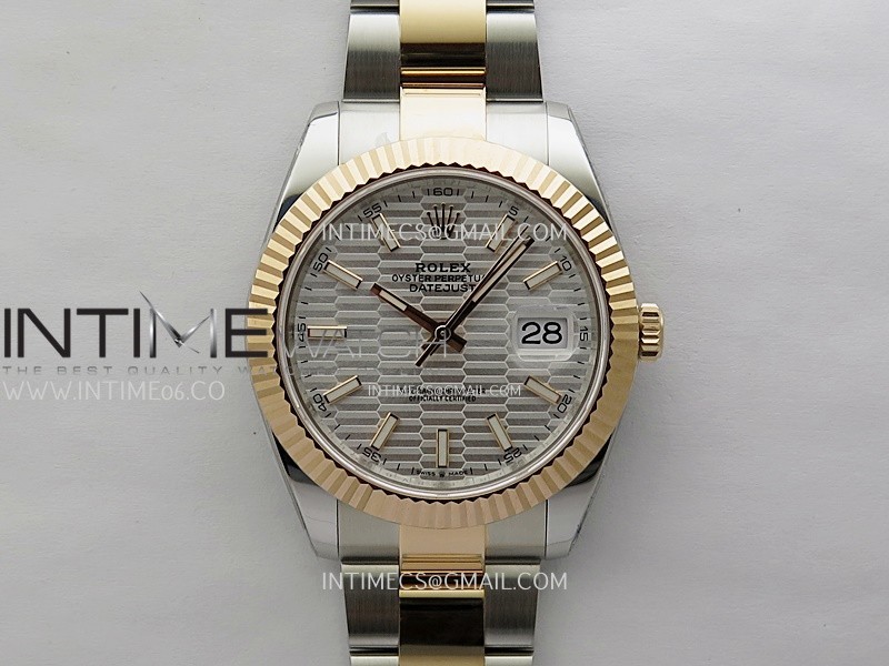 DateJust 41mm 126331 904 SS/RG ONE Factory 1:1 Fluted Silver Dial Stick Markers On SS/RG Oyster Bracelet DD3235 V2
