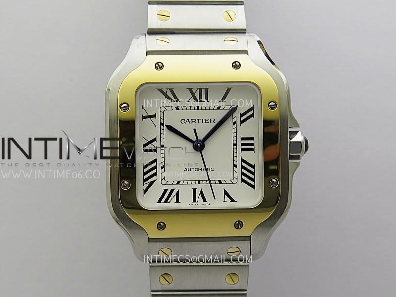 Santos de Cartier 35mm SS/YG 2018 BVF 1:1 Best Edition White Dial on SS/YG SmartLinks Bracelet 9015 V2