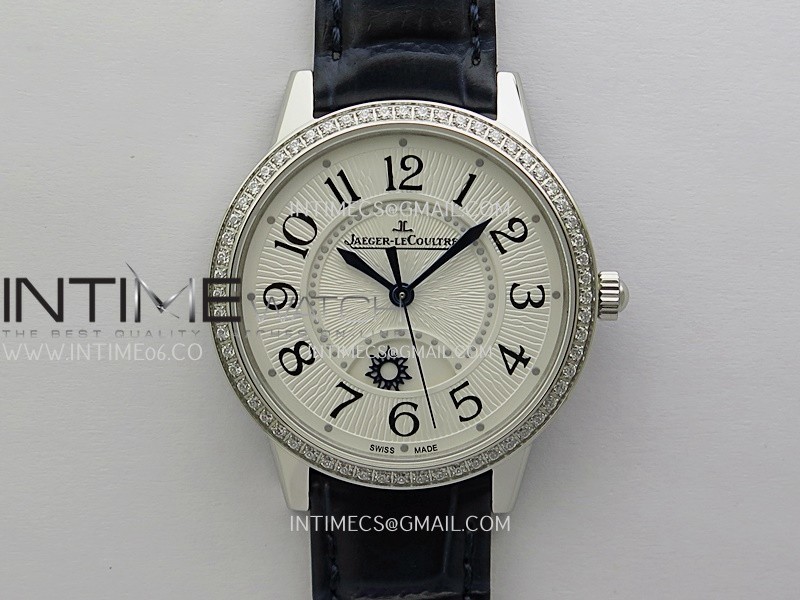 Rendez-Vous Night and Day Diamond Bezel SS APSF 1:1 Best Edition White Textured Dial SS Bezel on Black Strap Super Clone A898 Rendez-Vous Night and Day Diamond Bezel SS APSF 1:1 Best Edition White Textured Dial SS Bezel on Black Strap Super Clone A898