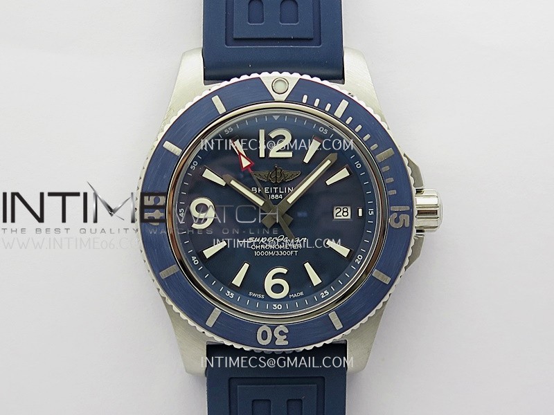 SuperOcean Automatic 46mm TF 1:1 Best Edition Blue Dial on Blue Rubber Strap A2824