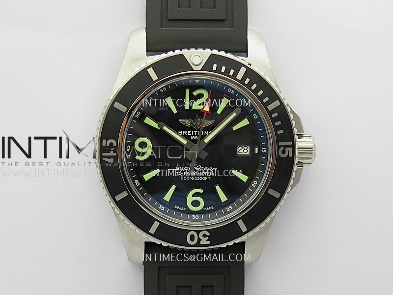 SuperOcean Automatic 46mm TF 1:1 Best Edition Black Dial on Black Rubber Strap A2824