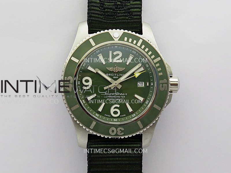 SuperOcean Automatic 46mm TF 1:1 Best Edition Green Dial on Black Nylon Strap A2824