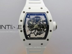 RM055 White Ceramic ZF V2 1:1 Best Edition Skeleton Dial On White Rubber Strap RMUL2 Super Clone